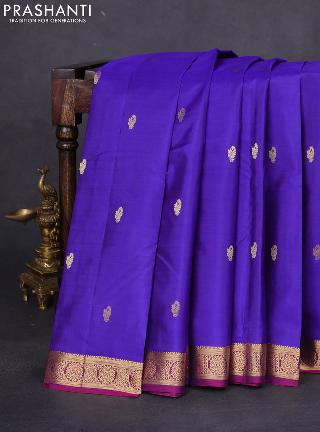 Pure kanchipuram silk saree violet and purple with zari woven buttas and zari woven border