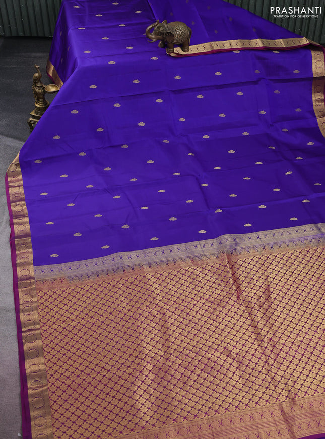 Pure kanchipuram silk saree violet and purple with zari woven buttas and zari woven border