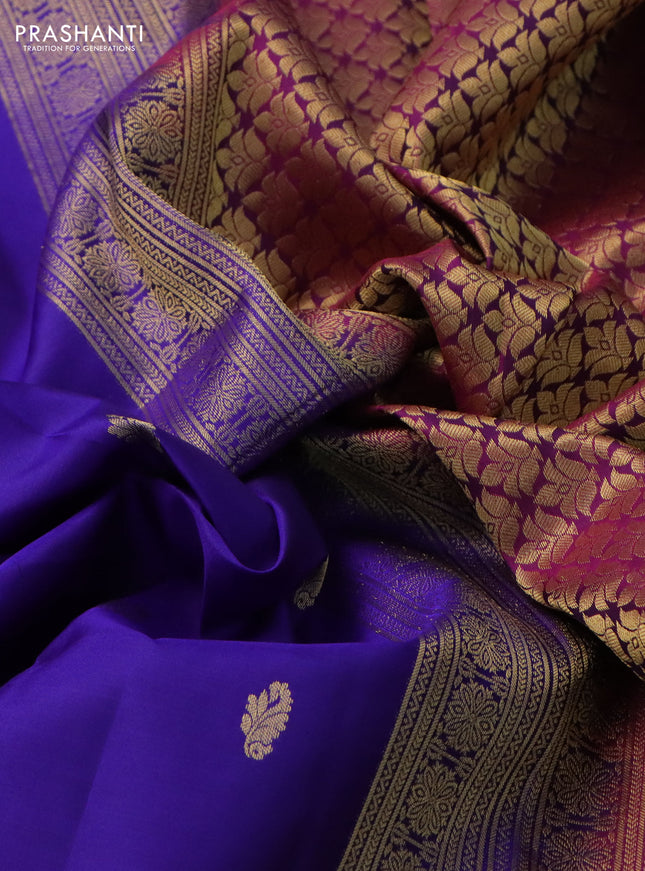 Pure kanchipuram silk saree violet and purple with zari woven buttas and zari woven border