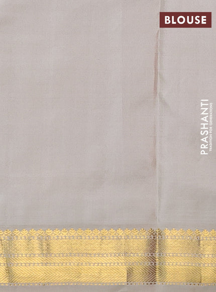 Pure kanchipuram silk saree red and beige with zari woven buttas and temple design zari woven korvai border
