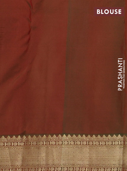 Pure kanchipuram silk saree red and dual shade of green with zari woven buttas and zari woven border