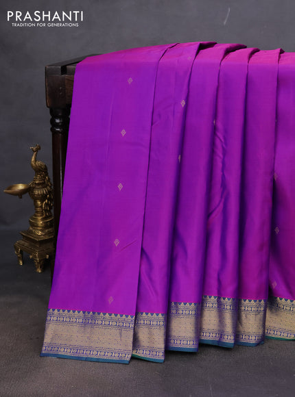 Pure kanchipuram silk saree purple and dual shade of green with zari woven buttas and zari woven border
