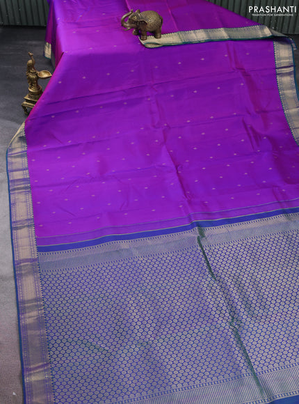 Pure kanchipuram silk saree purple and dual shade of green with zari woven buttas and zari woven border