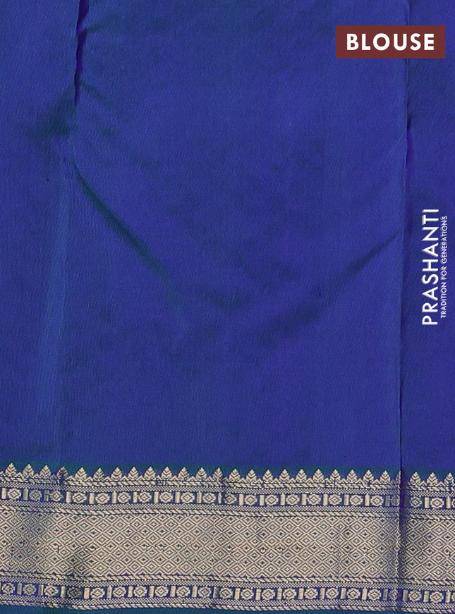 Pure kanchipuram silk saree purple and dual shade of green with zari woven buttas and zari woven border