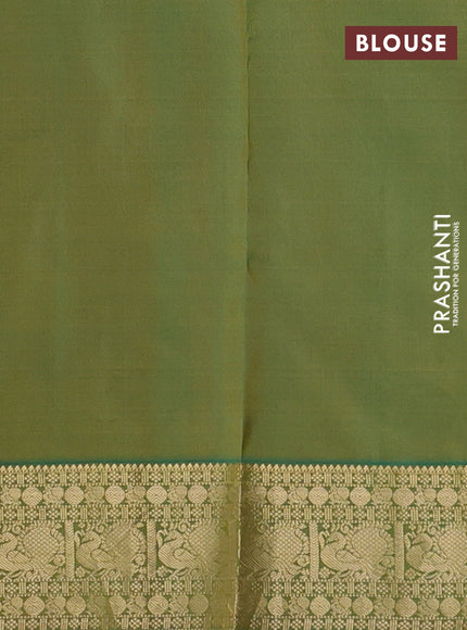 Pure kanchipuram silk saree light green and dual shade of green with zari woven buttas and annam zari woven border