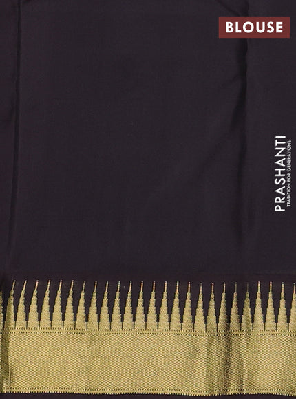 Pure kanchipuram silk saree deep maroon and coffee brown with zari woven annam buttas and temple zari woven border