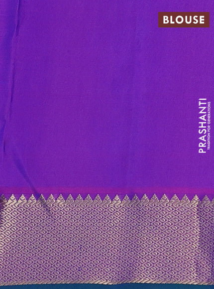Pure kanchipuram silk saree royal blue and purple with zari woven buttas and rich zari woven border