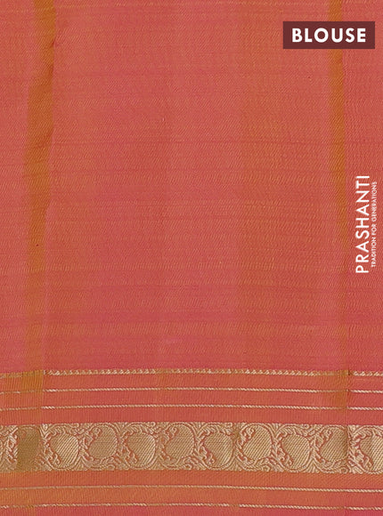 Pure kanchipuram silk saree light green and pink with zari woven buttas and rich zari woven border