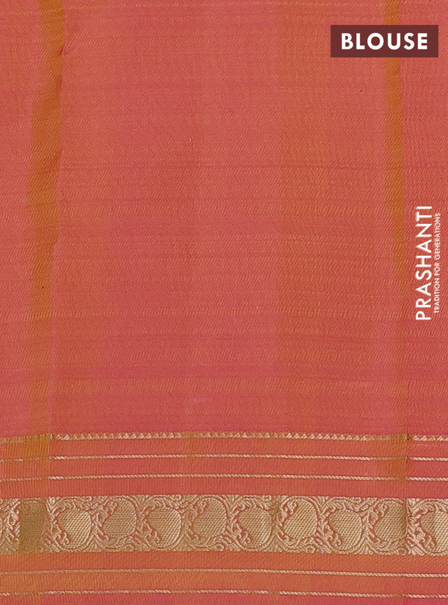 Pure kanchipuram silk saree light green and pink with zari woven buttas and rich zari woven border