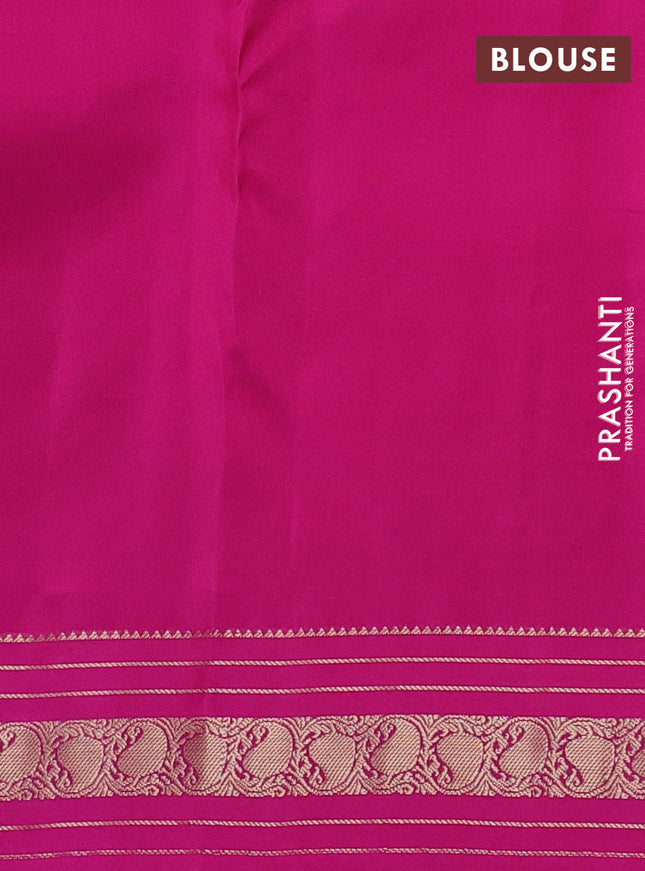 Pure kanchipuram silk saree dual shade of mustard and pink with zari woven buttas and zari woven border