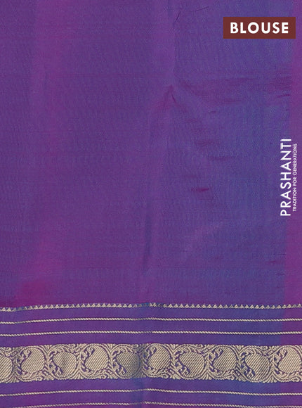 Pure kanchipuram silk saree teal bluish green and purple with zari woven buttas and zari woven border