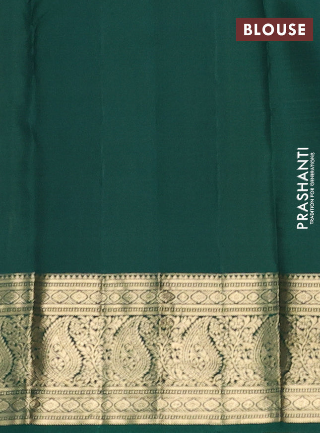 Pure kanchipuram silk saree yellow and green with allover small zari checked pattern and zari woven border