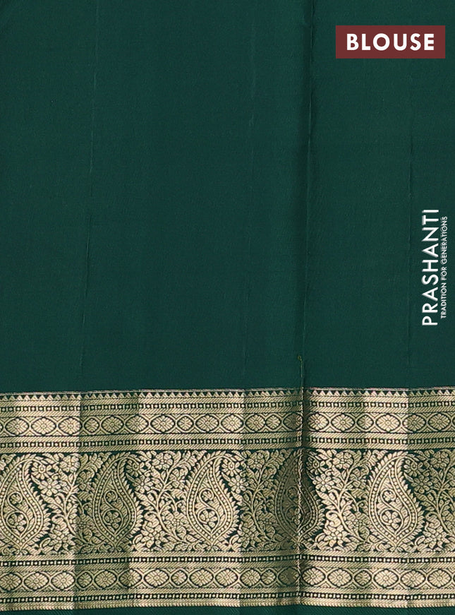 Pure kanchipuram silk saree light green and green with allover small zari checked pattern and zari woven border
