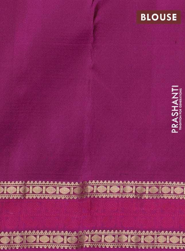 Pure kanchipuram silk saree dual shade of green and pink with zari woven buttas and thread & zari woven border