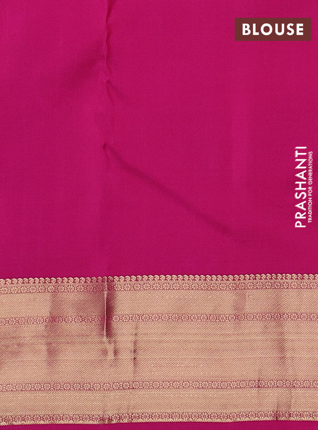 Pure kanchipuram silk saree dark magenta pink and pink with zari woven buttas and rich zari woven border