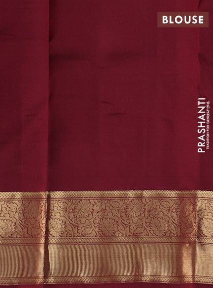 Pure kanchipuram silk saree maroon and deep maroon with paisley zari woven buttas and rich zari woven border