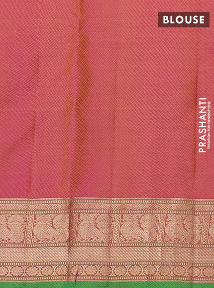 Pure kanchipuram silk saree dual shade of green and pink with allover vairosi pattern & annam zari buttas and annam zari woven border