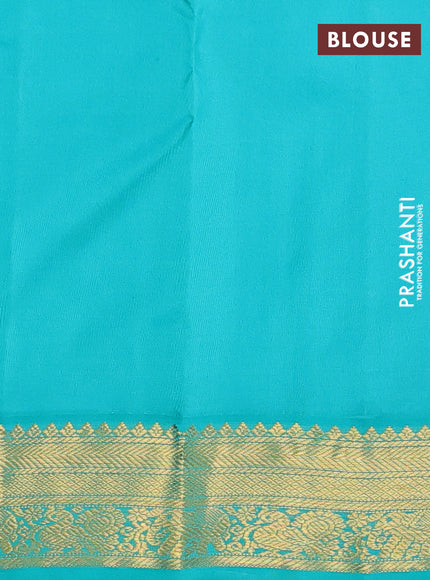 Pure kanchipuram silk saree red and teal green with allover vairosi pattern & annam zari buttas and zari woven korvai border