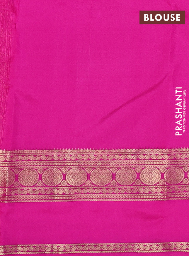 Pure kanchipuram silk saree dual shade of pinkish orange and pink with allover zari woven buttas and ganga jamun border