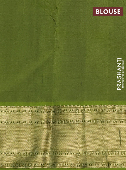 Pure kanchipuram silk saree blue and light green with zari woven buttas and rich zari woven border