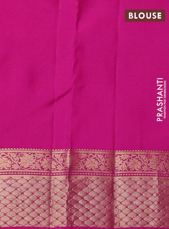 Pure kanchipuram silk saree dual shade of pinkish orange and pink with zari woven buttas and rich zari woven border