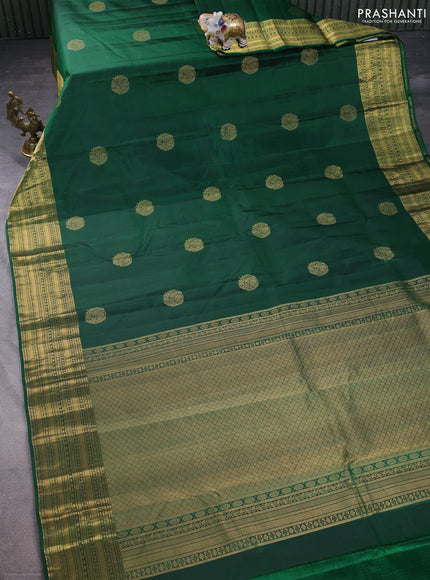 Pure kanchipuram silk saree green with zari woven buttas and rich zari woven border
