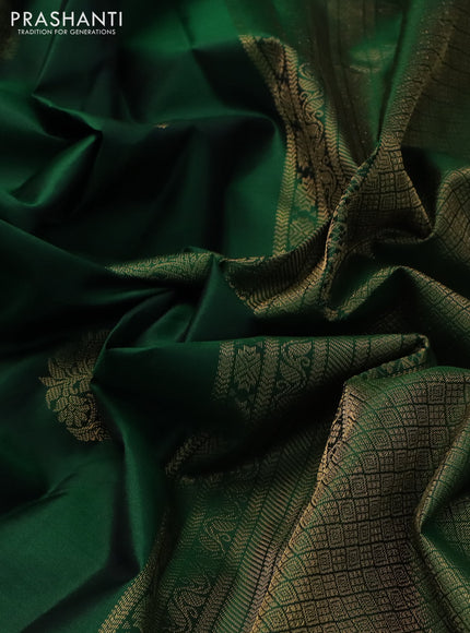 Pure kanchipuram silk saree green with zari woven buttas and rich zari woven border