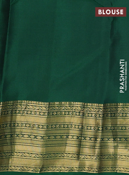 Pure kanchipuram silk saree green with zari woven buttas and rich zari woven border