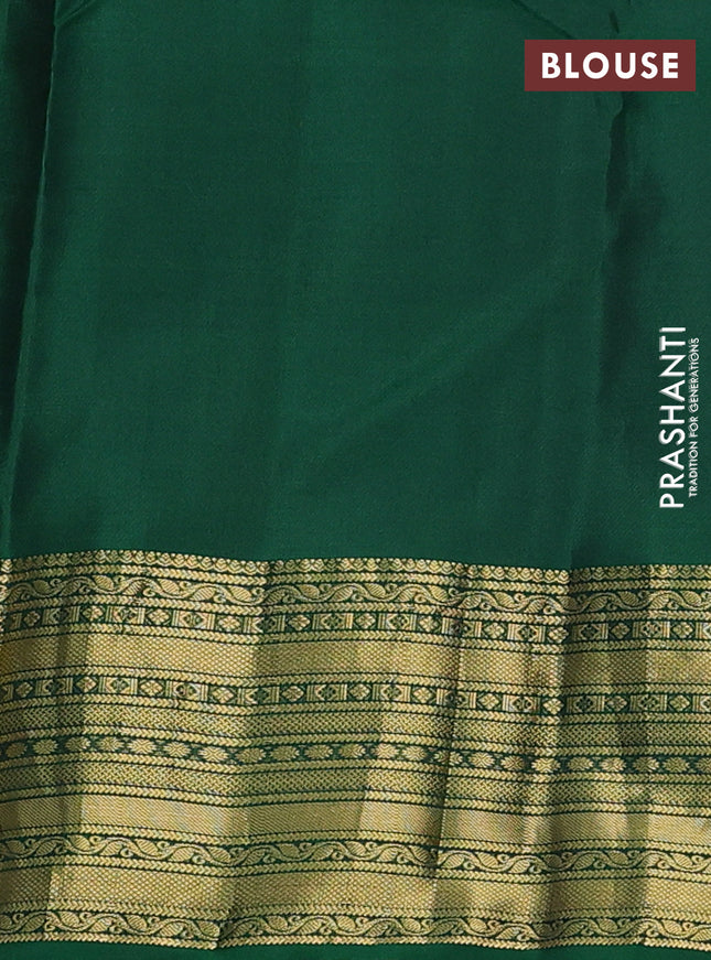 Pure kanchipuram silk saree green with zari woven buttas and rich zari woven border