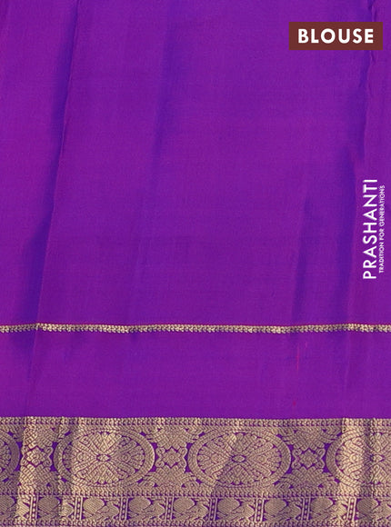 Pure kanchipuram silk saree blue and purple with zari woven buttas and rettapet zari woven border