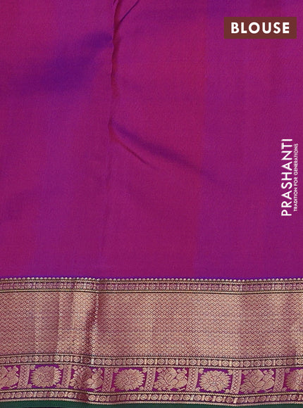 Pure kanchipuram silk saree purple and green with zari woven buttas and rich zari woven border