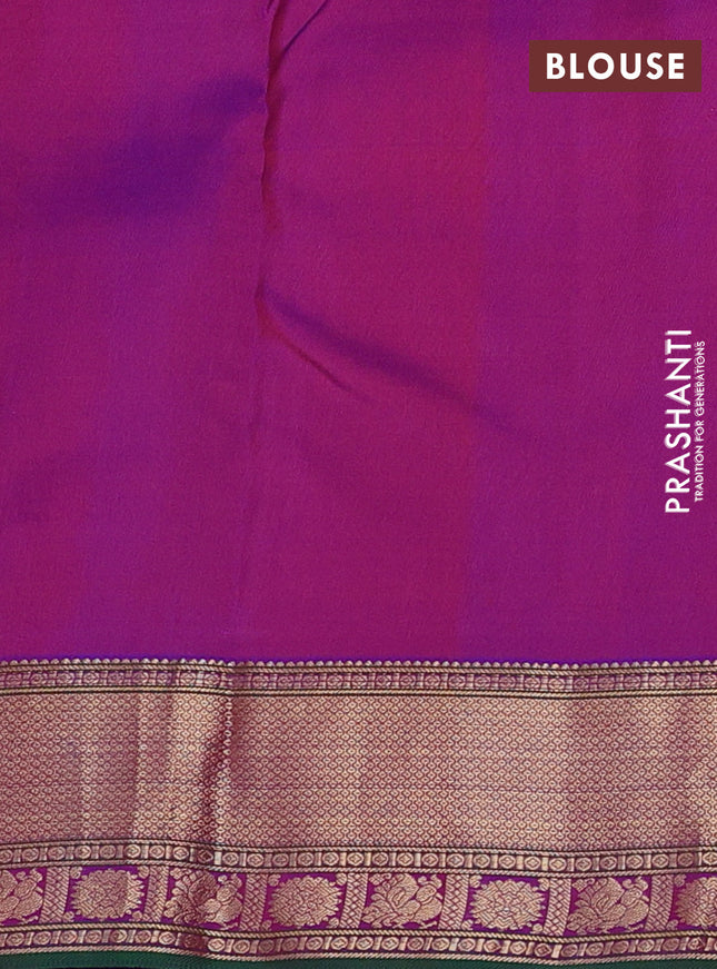 Pure kanchipuram silk saree purple and green with zari woven buttas and rich zari woven border