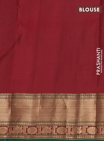 Pure kanchipuram silk saree maroon and green with zari woven buttas and rich zari woven border