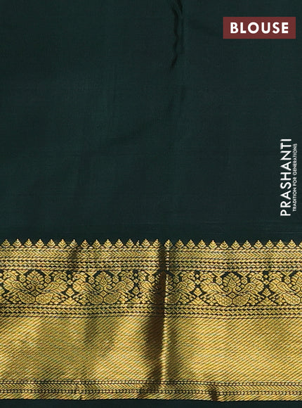Pure kanchipuram silk saree red and bottle green with zari woven buttas and rich zari woven korvai border