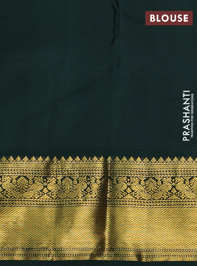 Pure kanchipuram silk saree red and bottle green with zari woven buttas and rich zari woven korvai border