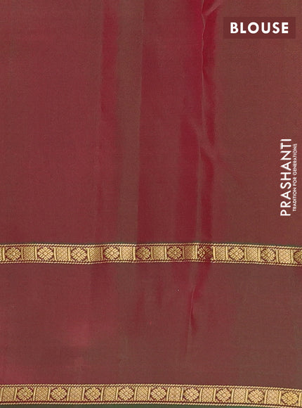 Pure kanchipuram silk saree dual shade of orange and dual shade of green with zari woven buttas and zari woven paisley butta border