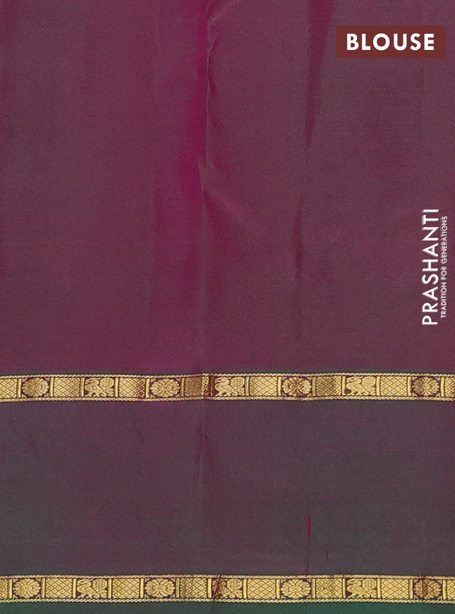 Pure kanchipuram silk saree pink and dual shade of greenish pink with zari woven buttas and zari woven annam butta border