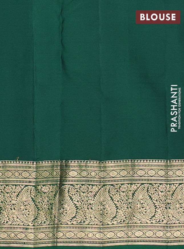 Pure kanchipuram silk saree maroon and green with allover small zari checked pattern and rich zari woven border