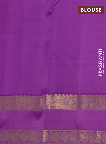 Pure kanchipuram silk saree light pink and purple with zari woven buttas and rettapet zari woven border
