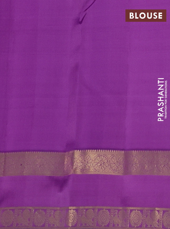 Pure kanchipuram silk saree light pink and purple with zari woven buttas and rettapet zari woven border