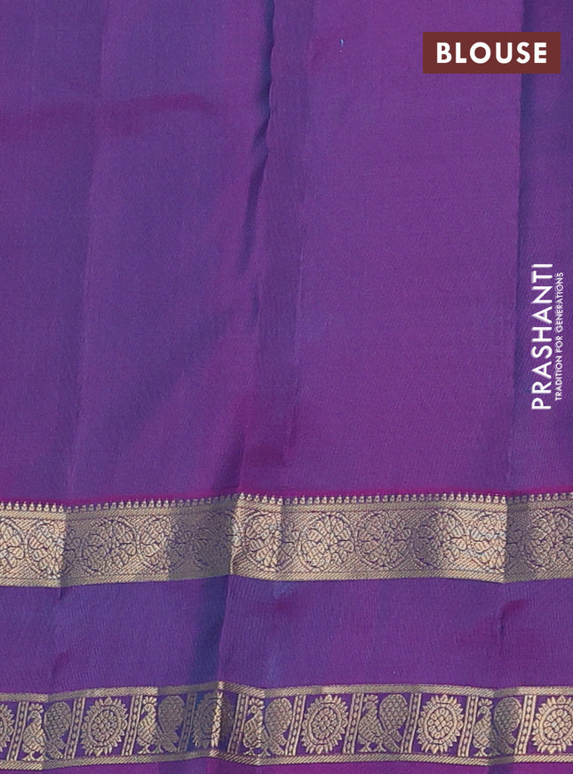 Pure kanchipuram silk saree royal blue and purple with allover zari woven buttas and rettapet zari woven border