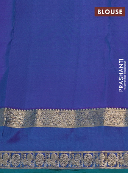 Pure kanchipuram silk saree teal blue and dual shade of blue with zari woven buttas and rettapet zari woven border