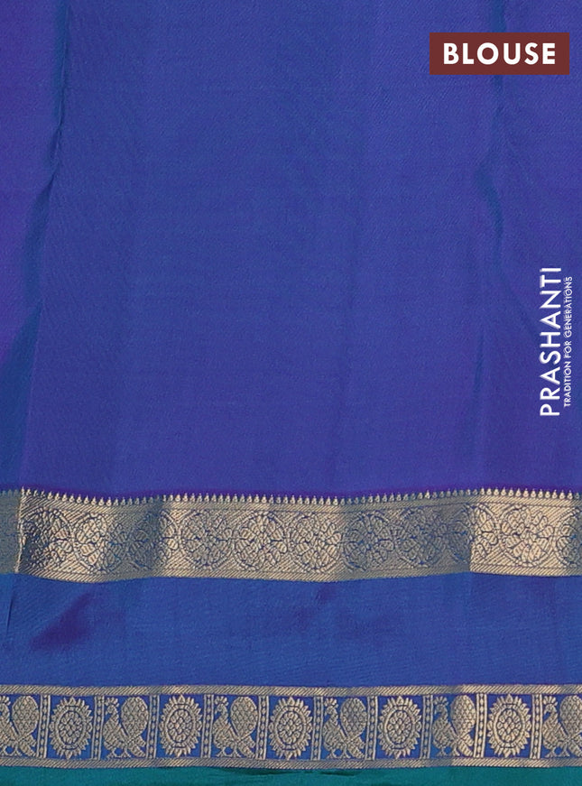 Pure kanchipuram silk saree teal blue and dual shade of blue with zari woven buttas and rettapet zari woven border