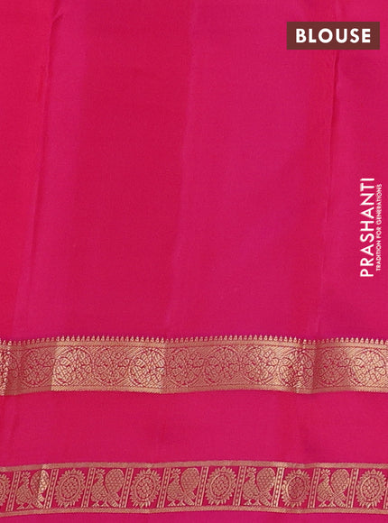 Pure kanchipuram silk saree orange and pink with zari woven buttas and rettapet zari woven border