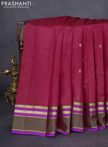 Pure kanchipuram silk saree kumkum red and dual shade of green with zari woven buttas and rettapet zari woven border