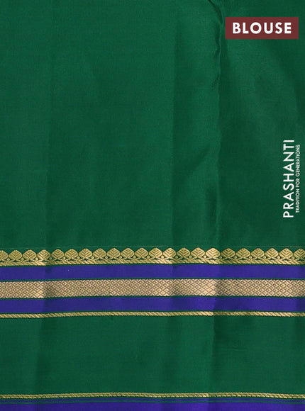Pure kanchipuram silk saree dual shade of mustard yellowish pink and dual shade of green with zari woven buttas and rettapet zari woven border