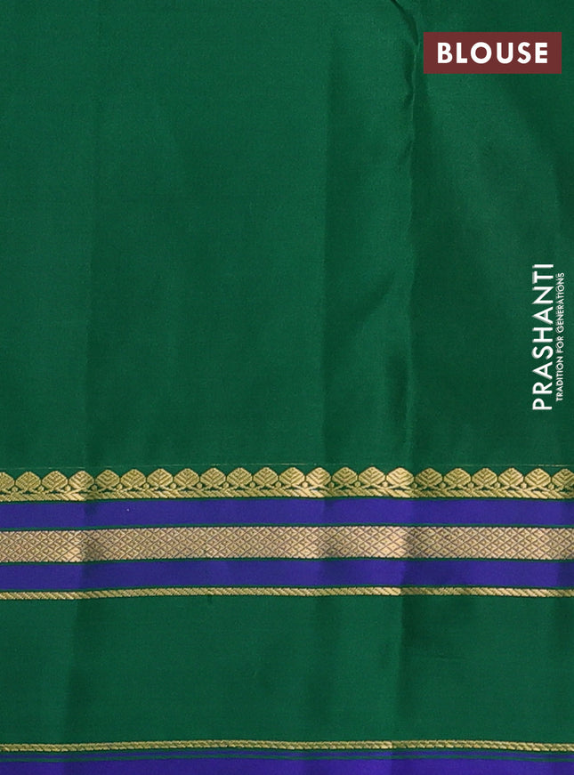Pure kanchipuram silk saree dual shade of mustard yellowish pink and dual shade of green with zari woven buttas and rettapet zari woven border