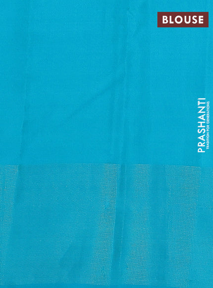 Pure kanchipuram silk saree coffee brown and teal blue with zari woven buttas and zari woven border