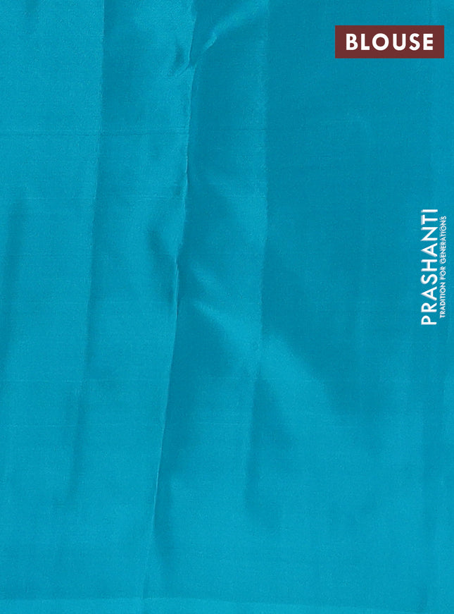 Pure kanchipuram silk saree red and teal blue with allover checks & zari buttas and zari woven butta border