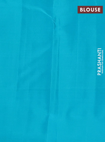 Pure kanchipuram silk saree maroon and teal blue with allover checks & zari buttas and zari woven butta border